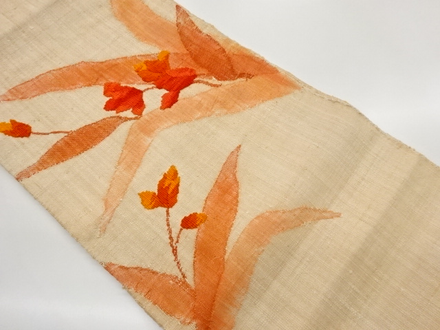 JAPANESE KIMONO / NAGOYA OBI / MAWATA TSUMUGI / WOVEN FLOWER 